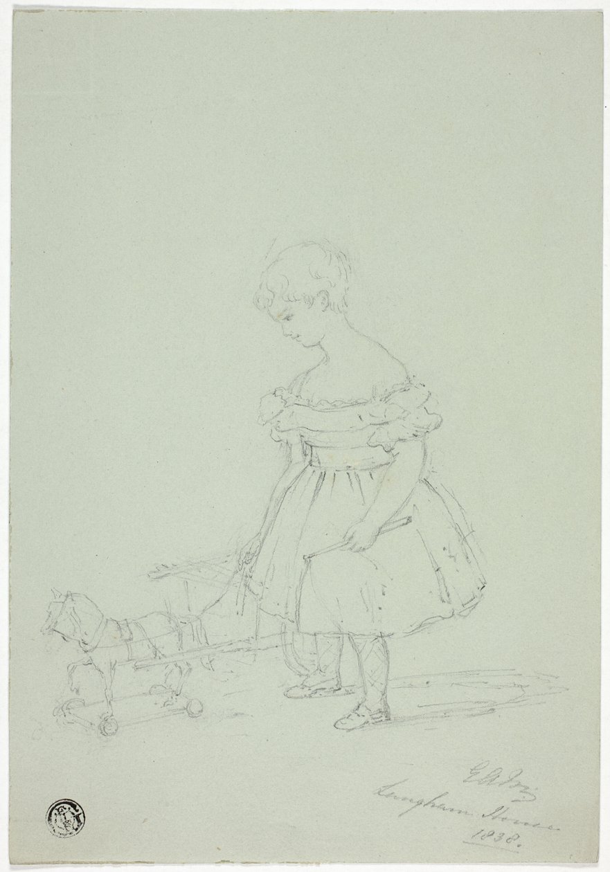 Fille avec cheval jouet à Langham House - Elizabeth Murray