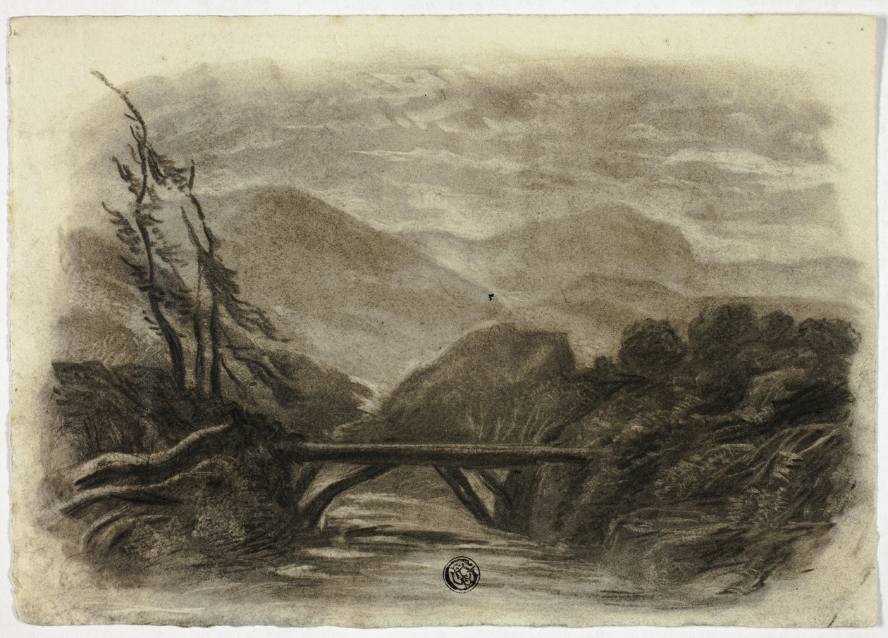 Ruisseau de montagne avec petit pont I - Elizabeth Murray