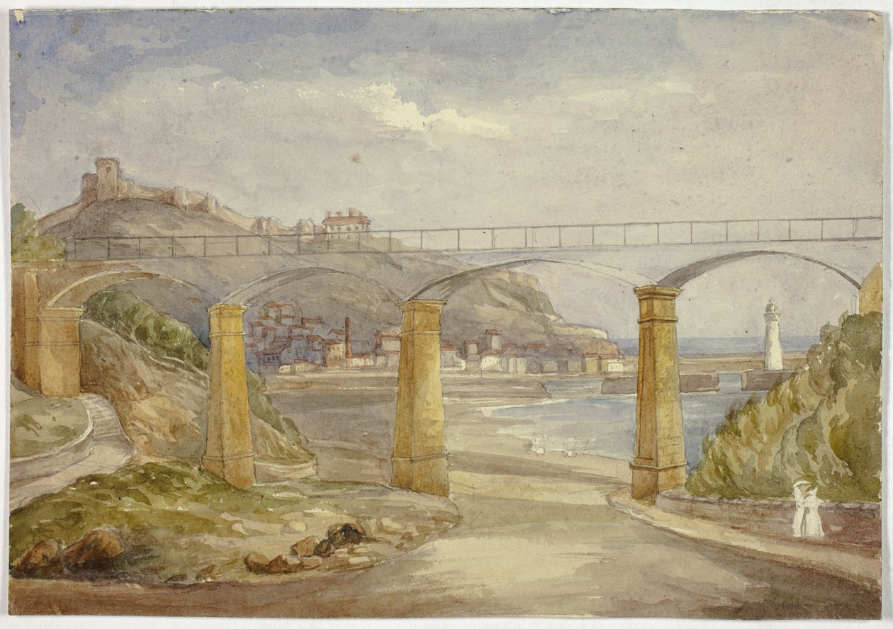 Scarborough (recto), et Esquisse de maison avec mère et enfants (verso) - Elizabeth Murray