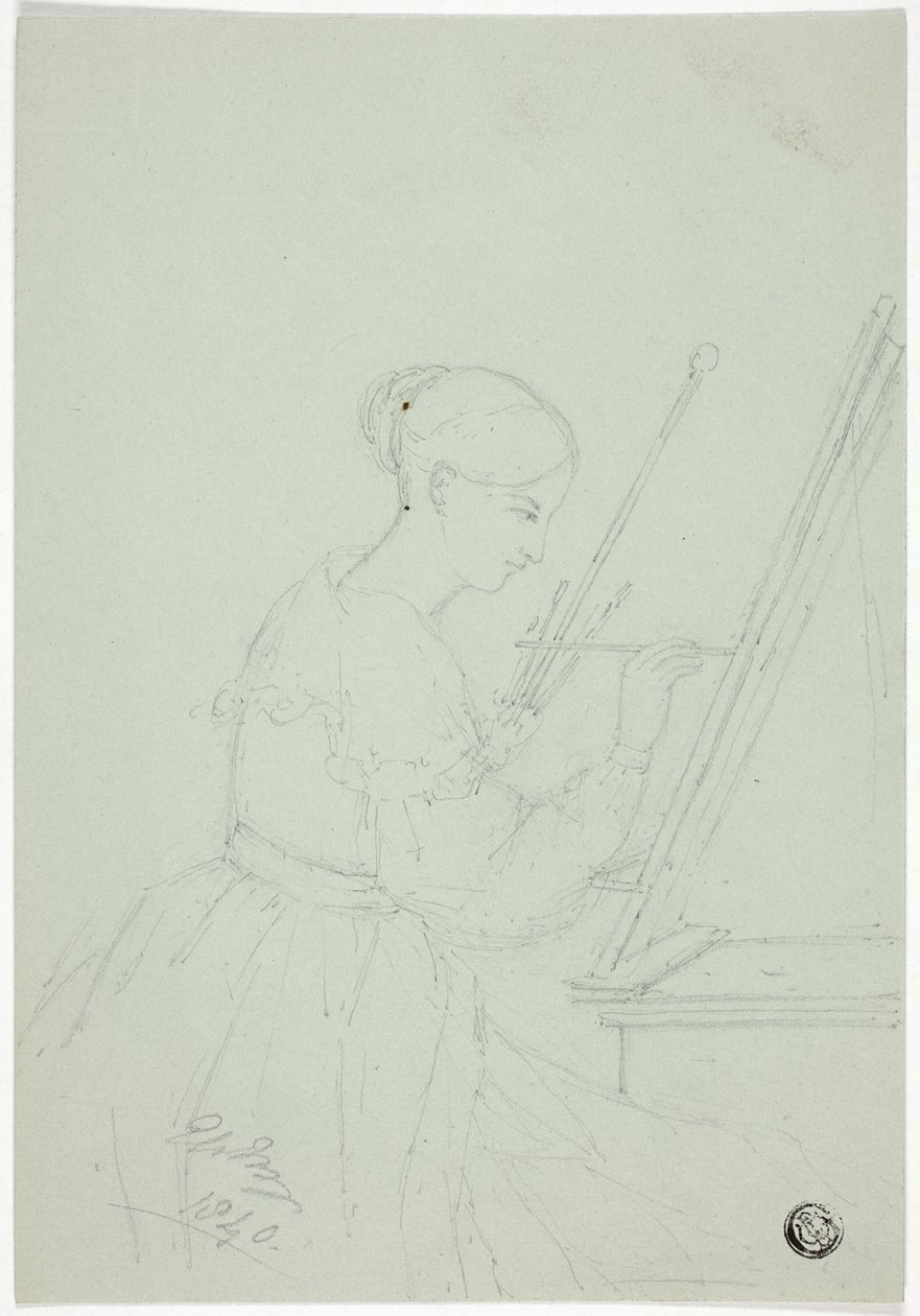 Jeune femme peignant (peut-être un autoportrait) - Elizabeth Murray