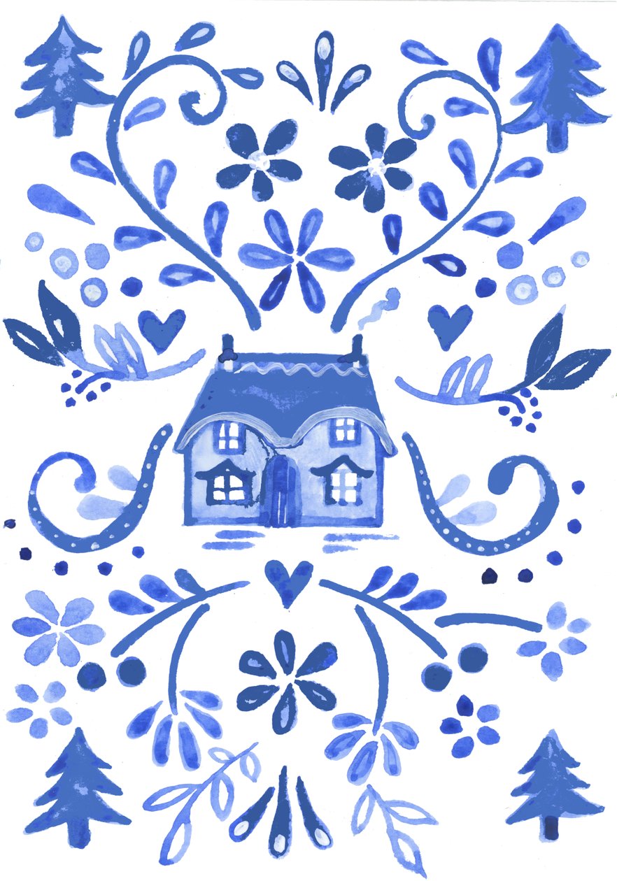 Blue Cottage, 2017 (aquarelle) - Elizabeth Rider