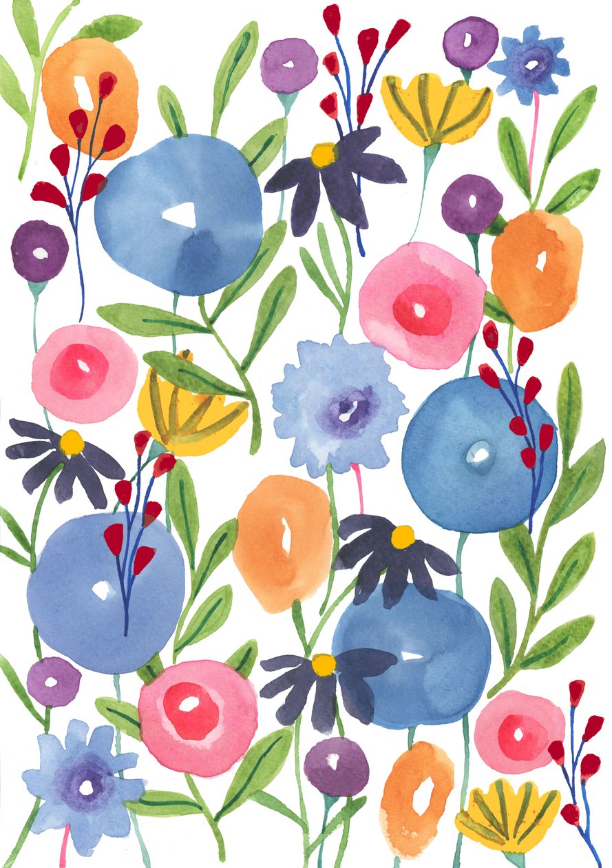 Fleurs Boho, 2018 (aquarelle) - Elizabeth Rider
