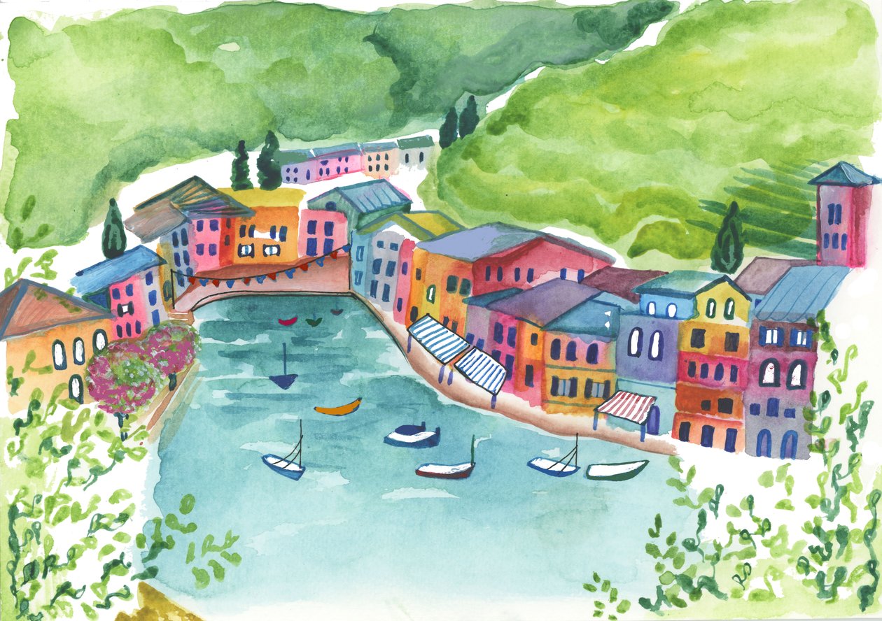 Port de Gênes, 2018 (aquarelle) - Elizabeth Rider