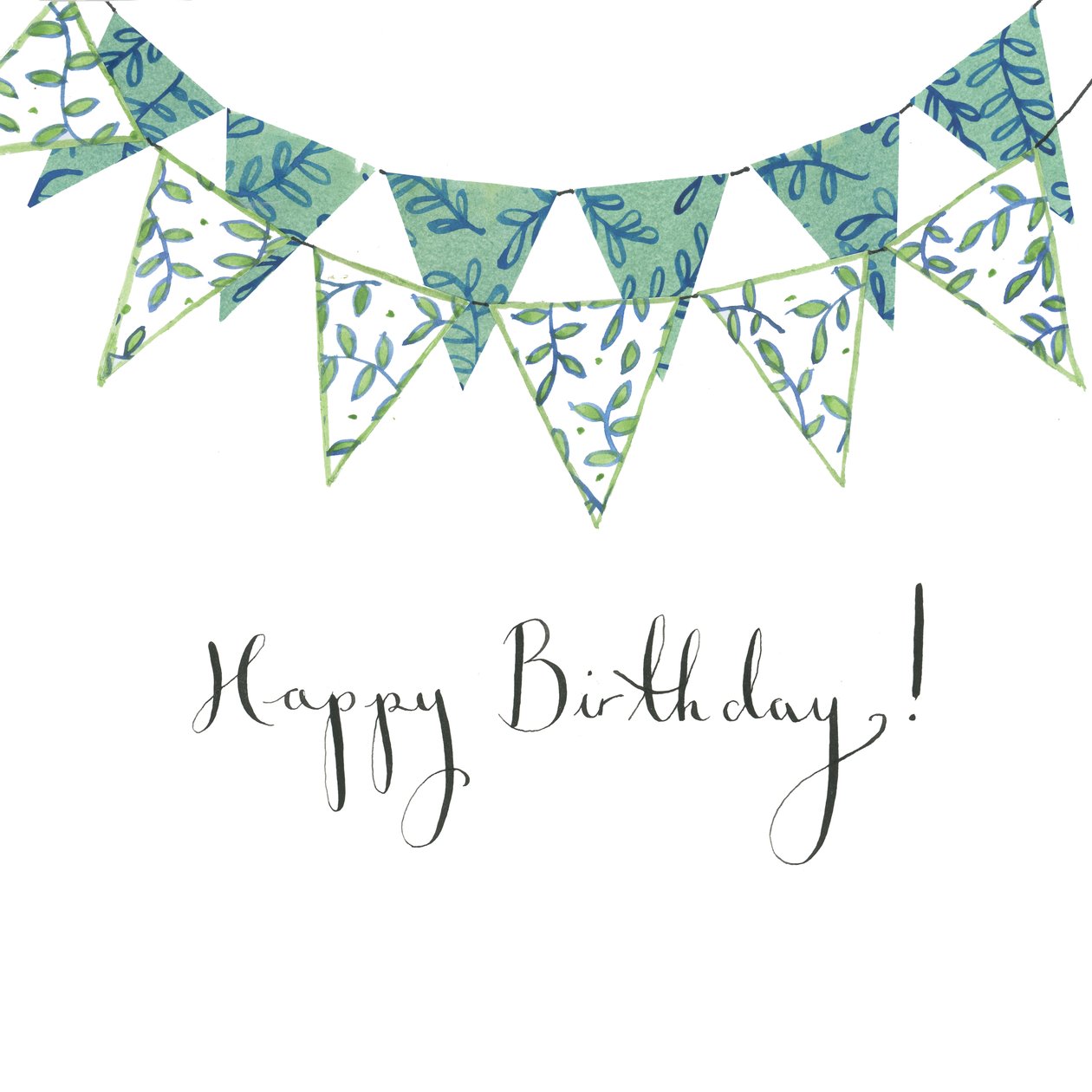 Bunting Happy Birthday, 2018 (aquarelle et collage) - Elizabeth Rider