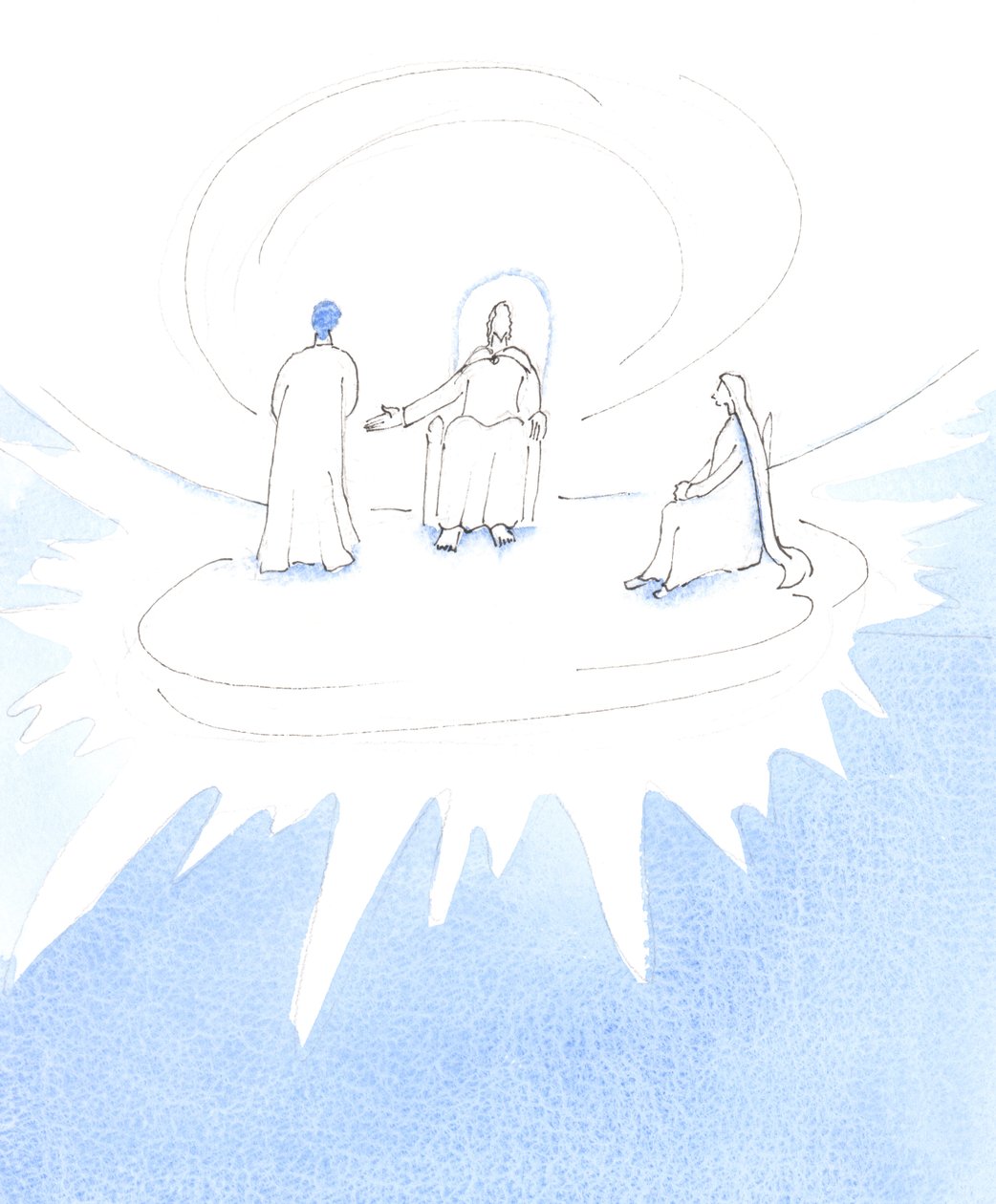 Une personne qui meurt, et qui est prête pour le Paradis, se déplace vers le cœur de la Sainte Trinité, pour vivre dans la félicité et la plénitude éternelles, 2005 (aquarelle sur papier) - Elizabeth Wang