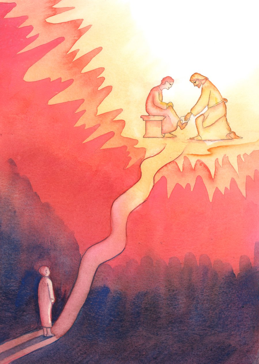 Une personne qui, par amour de Dieu, aime et sert son prochain, marche sur un chemin difficile vers le Ciel, avec des montées raides - Elizabeth Wang