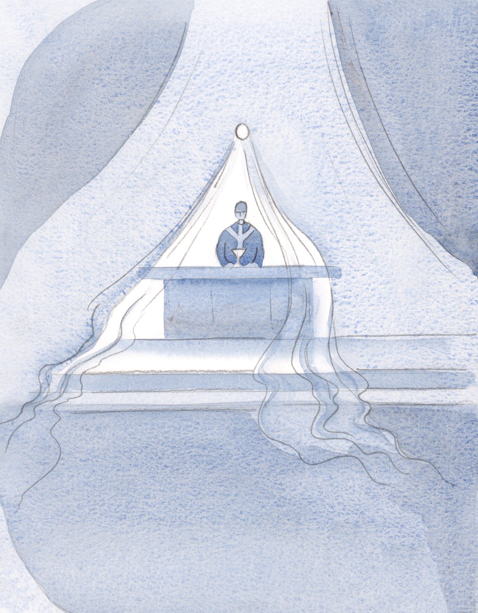 Le Christ attire vers le Ciel - comme enveloppé dans un fin tissu - ceux qui ont mangé la Nourriture Divine à ce festin - Elizabeth Wang