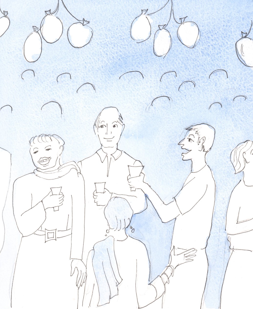 Le Christ regarde avec joie lorsque nous célébrons la vie ou une bonne nouvelle en partageant nourriture et boisson avec des amis, lors d