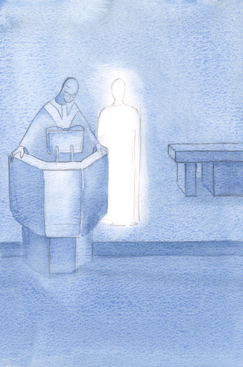 Le Christ se tenait à côté du prêtre qui lisait le Saint Évangile à nous tous, qui était la propre parole du Christ - Elizabeth Wang