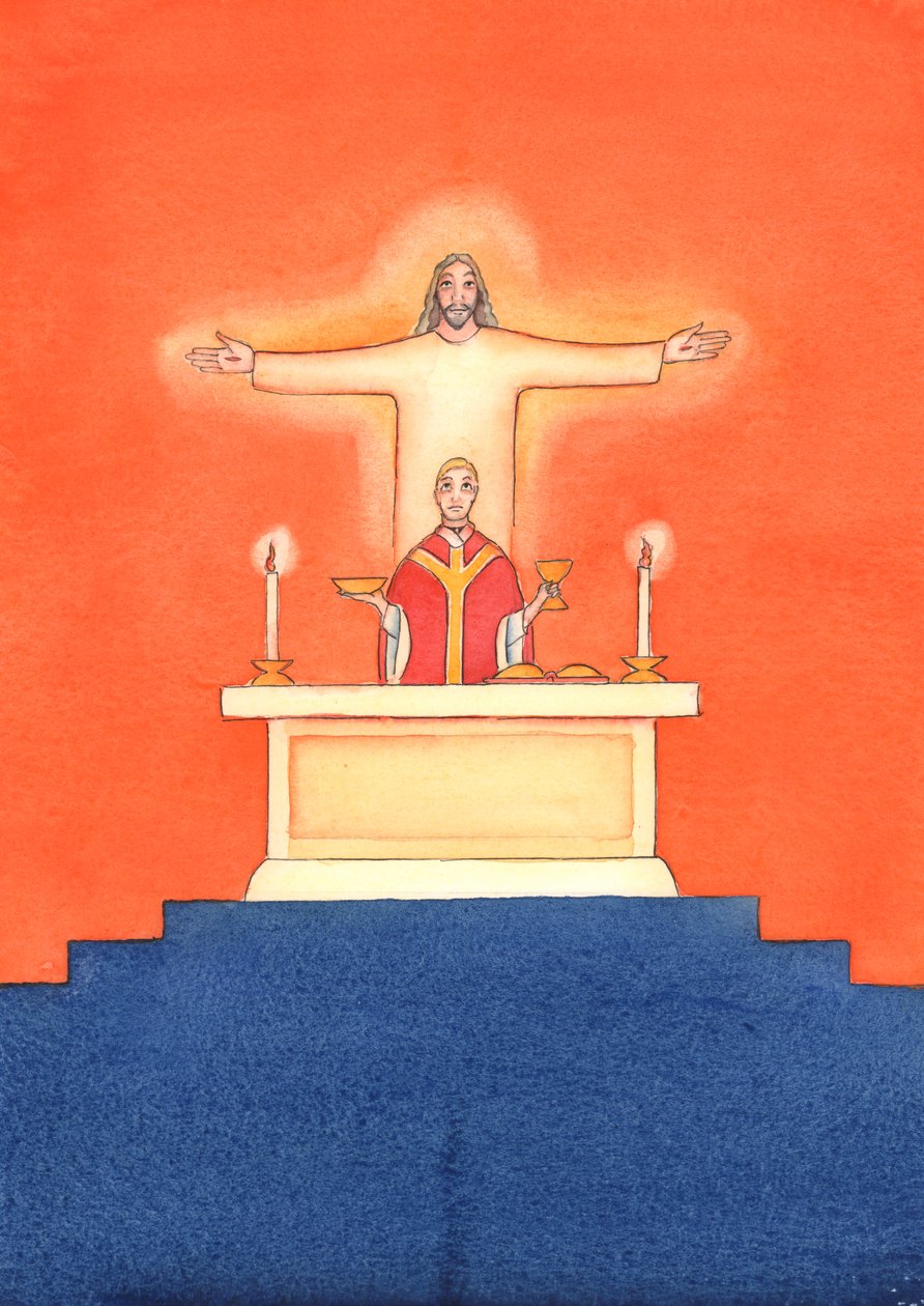Jésus est présent avec nous à la messe, priant le Père en notre nom, pour obtenir de l