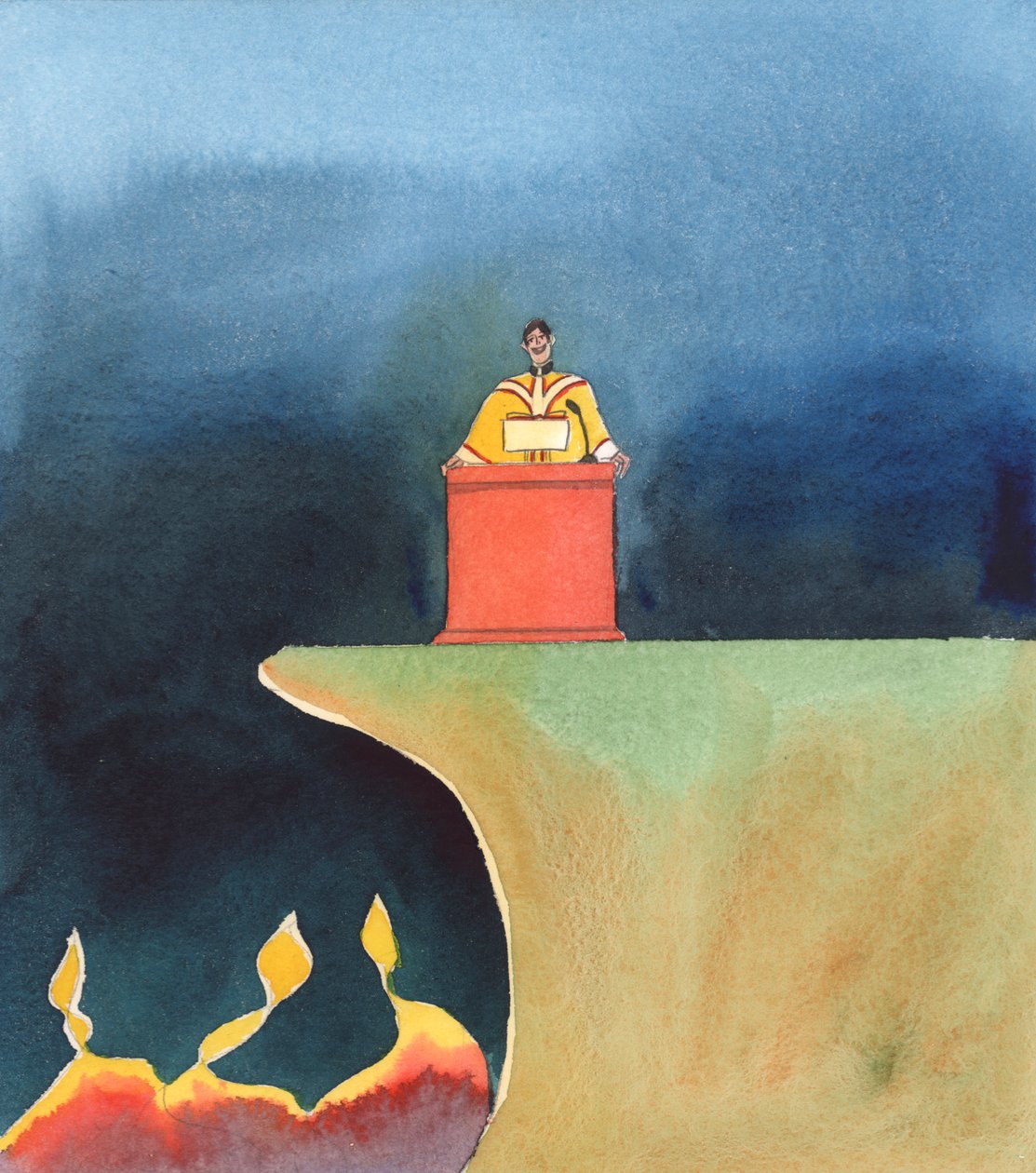De nombreux prêtres omettent de mentionner la Croix, 2005 (aquarelle sur papier) - Elizabeth Wang