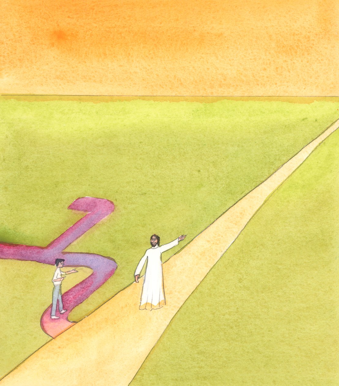 Certaines personnes souhaitent une amitié intime avec le Christ, mais refusent de respecter ses commandements, 2005 (aquarelle sur papier) - Elizabeth Wang