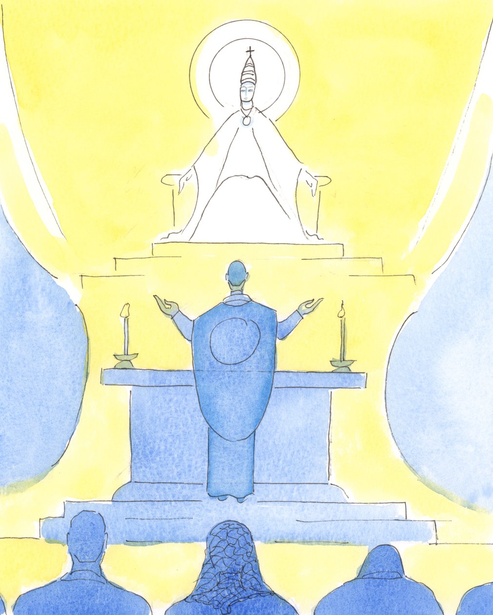 Lorsque le prêtre et les fidèles regardent tous dans la même direction à la messe, ils regardent tous ensemble vers le Père, pour Le louer par le Christ - Elizabeth Wang