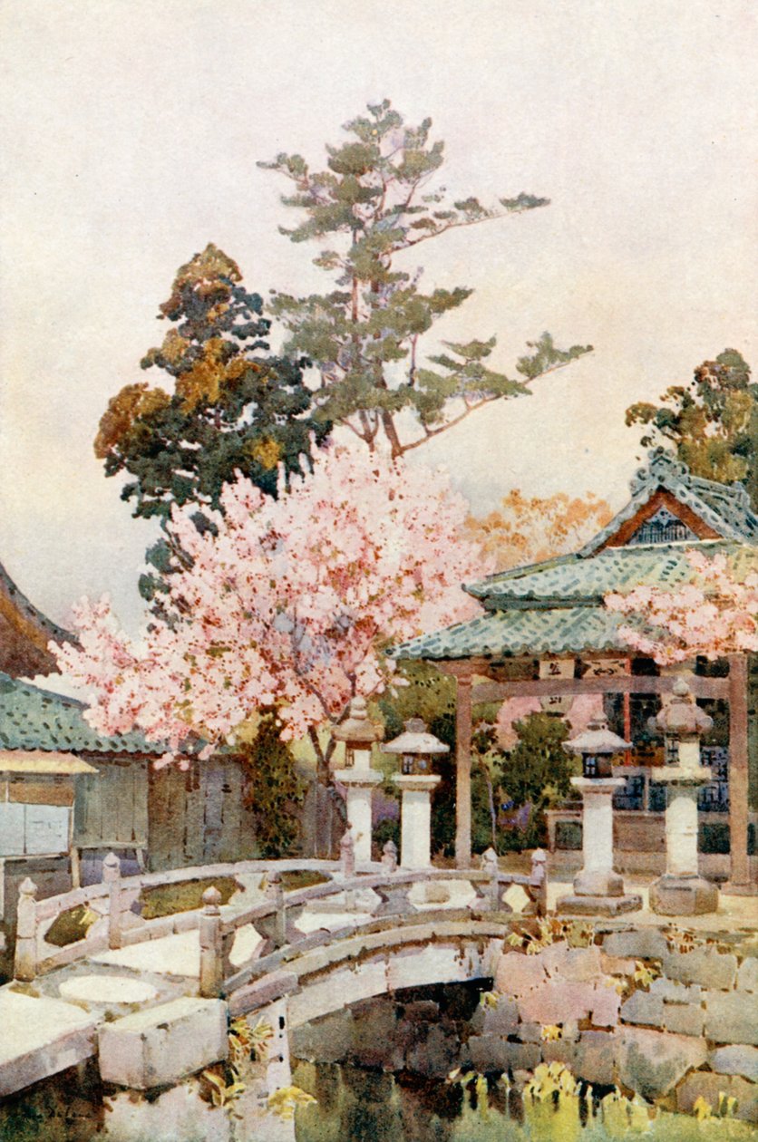 Un sanctuaire à Kyomidzu (lithographie couleur) - Ella Du Cane