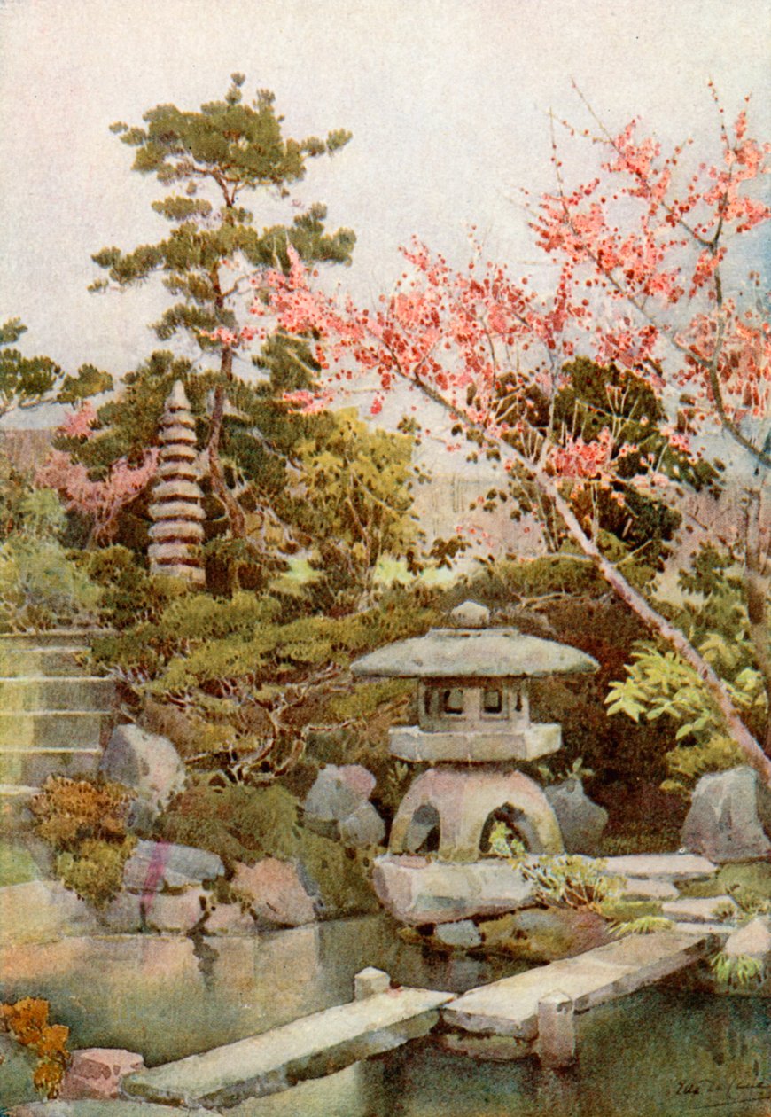 Un vieux jardin (lithographie couleur) - Ella Du Cane