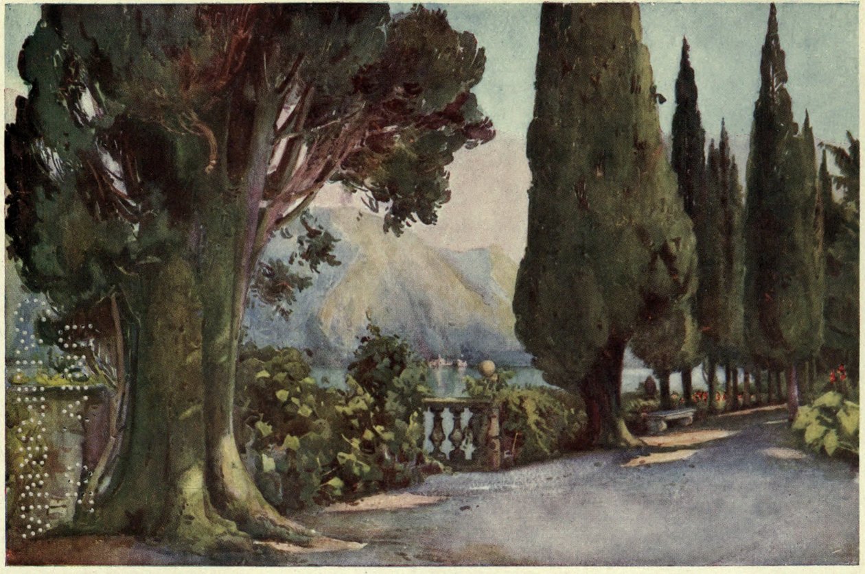 Avenue des Cyprès, Villa del Pizzo, Lac de Côme, Illustration de 