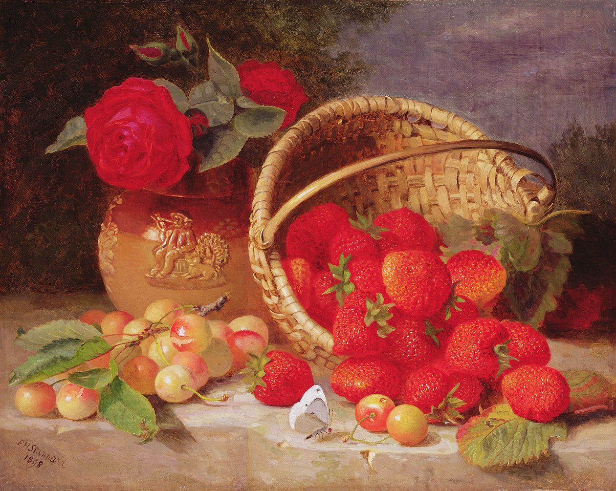Nature morte de panier avec fraises et cerises, 1898 - Eloise Harriet Stannard