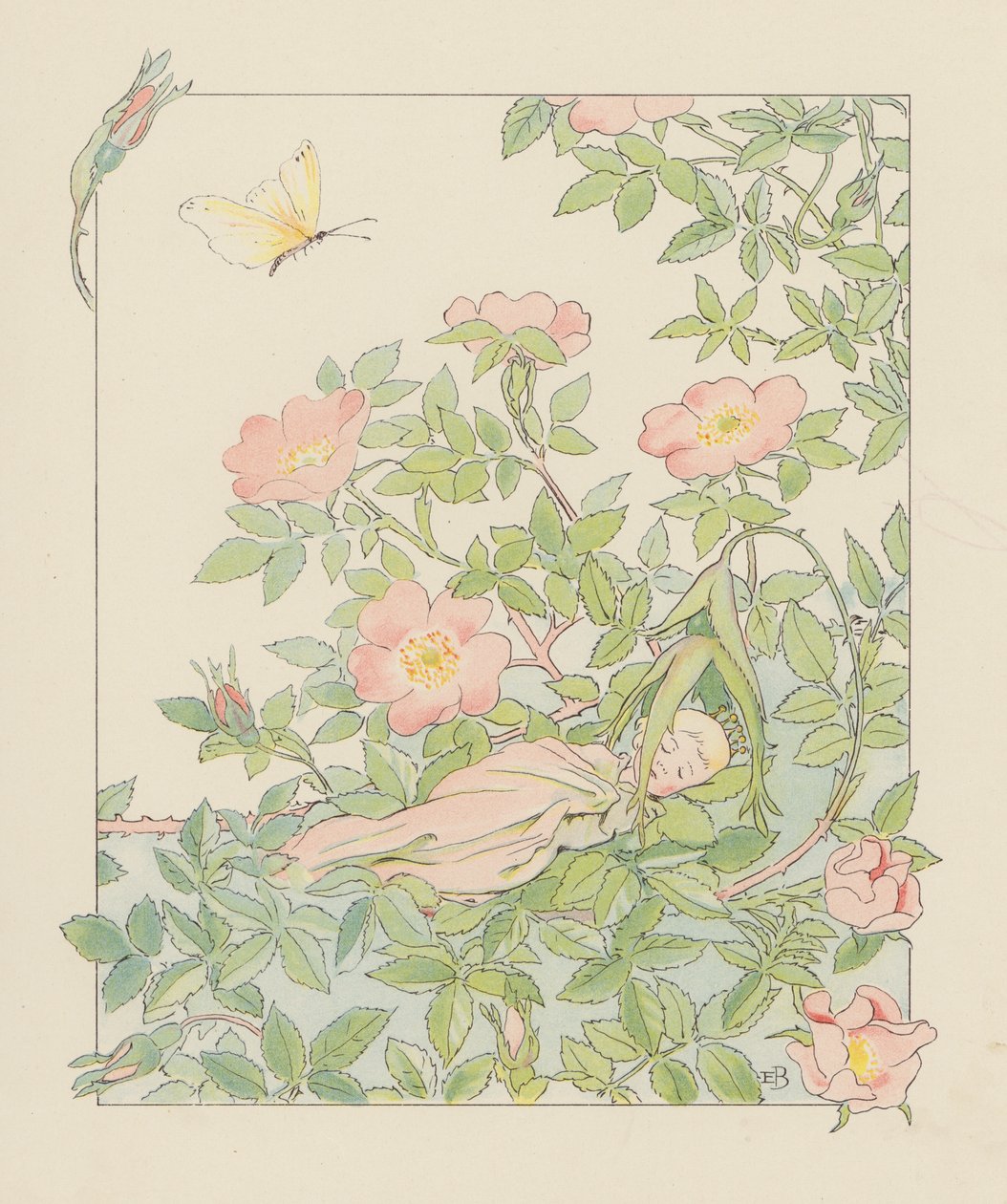 Illustration pour Blondchen in Bluten (lithographie couleur) - Elsa Beskow