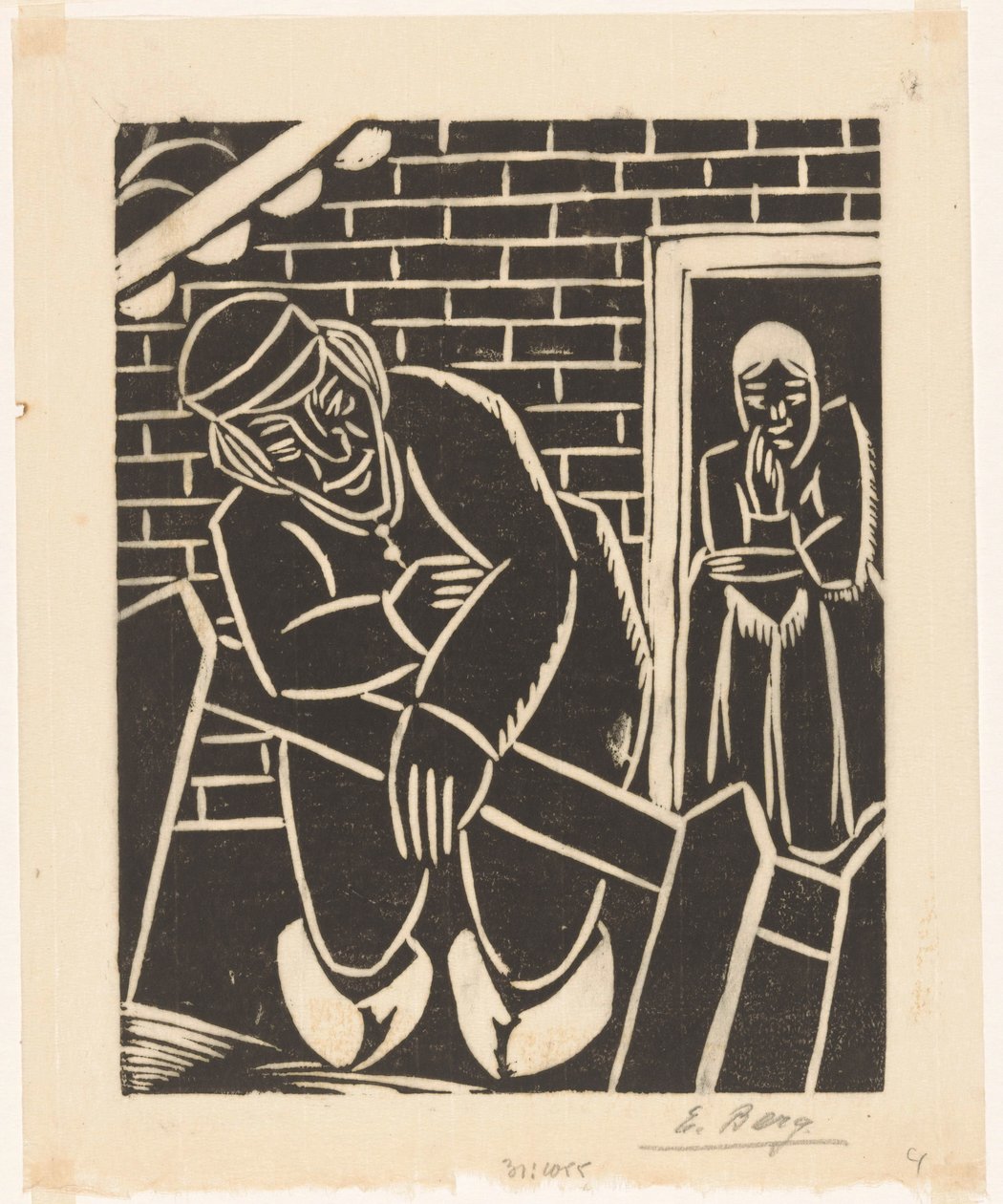 Fermier devant sa maison - Else Berg (signed by artist)