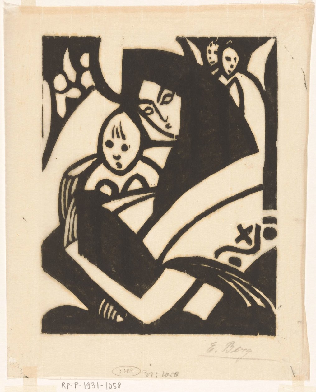Madonna avec enfant contre la joue - Else Berg (signed by artist)