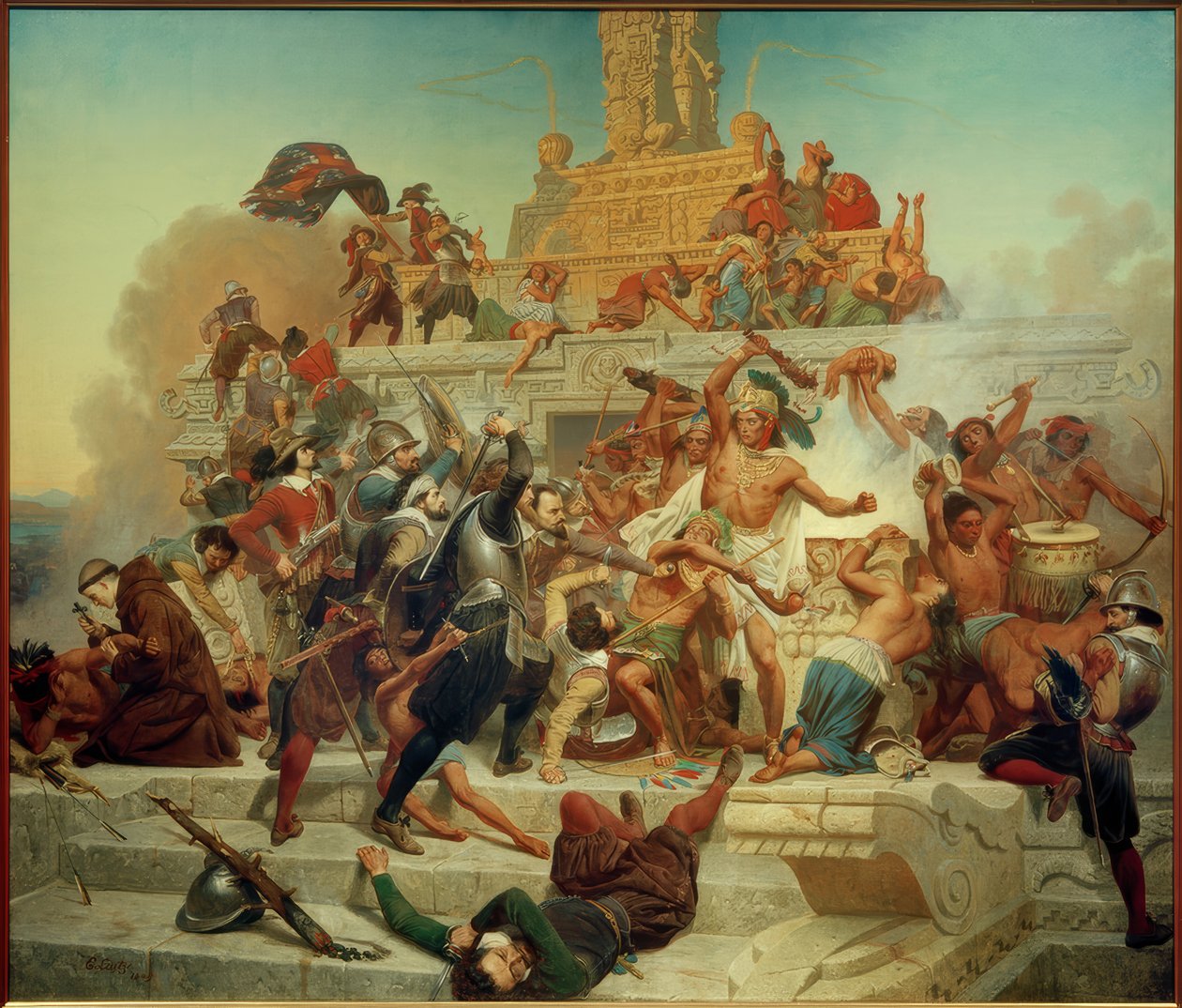 Conquête du grand Teocalli par Cortéz / Peint par E.Leutze - Emanuel Gottlieb Leutze