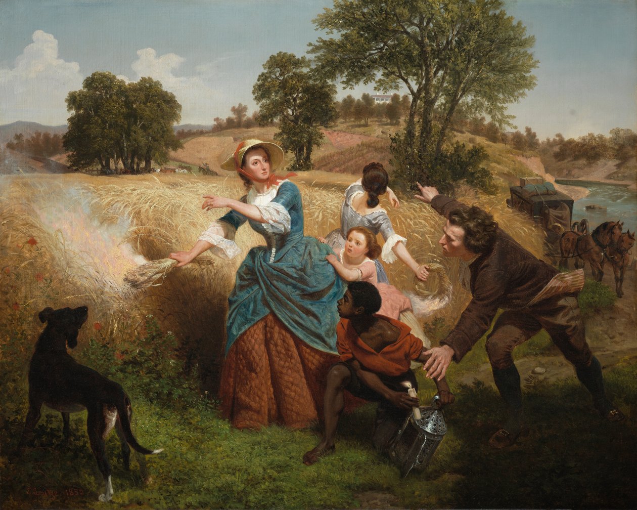Mme Schuyler brûlant ses champs de blé à l