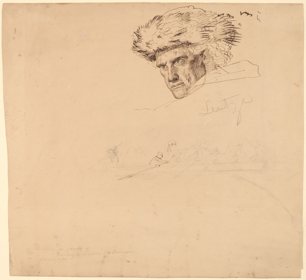 Études pour "Washington traversant le Delaware" [recto] - Emanuel Gottlieb Leutze