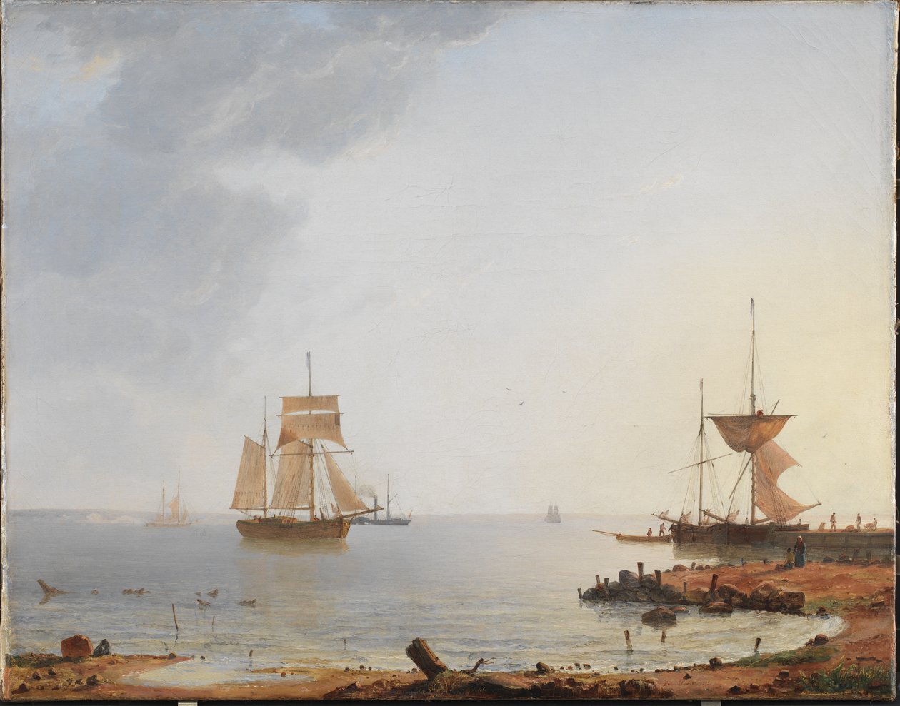 Navires au large de la côte de Zélande. Matin - Emanuel Larsen