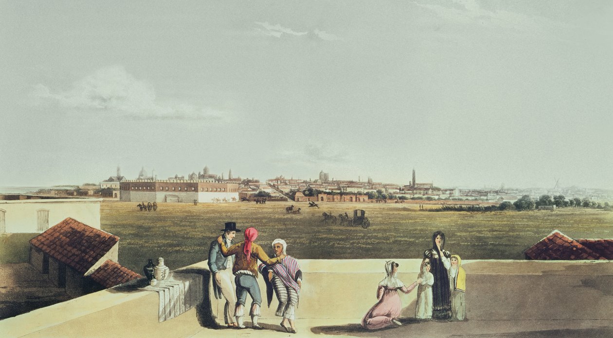 Vue générale de Buenos Aires depuis la Plaza del Toros, de Illustrations pittoresques de Buenos Aires et Montevideo, 1820 - Emeric Essex after Vidal