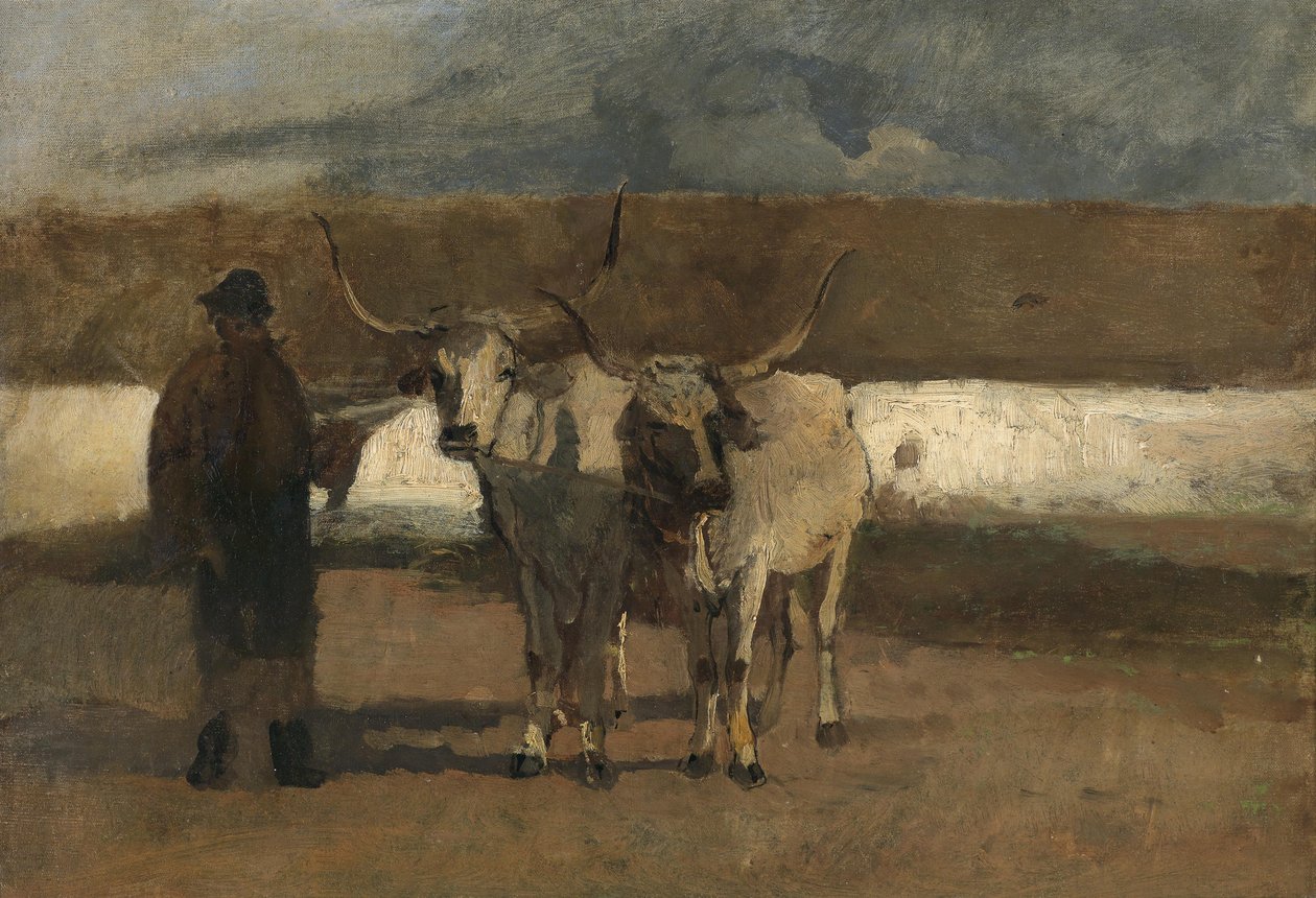 Paysans avec attelage de bœufs - Emil Jakob Schindler