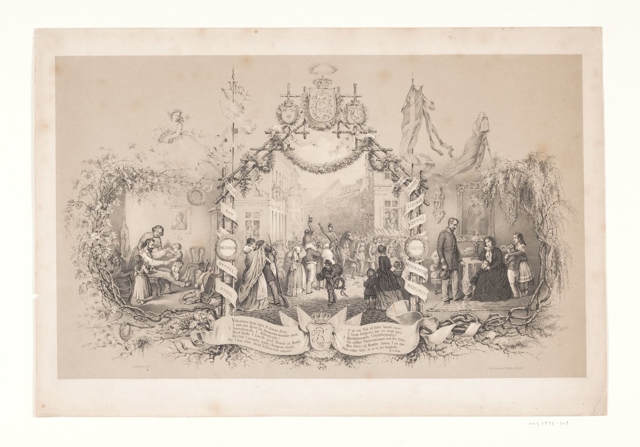 Feuille commémorative du retour des troupes après la guerre de 1848-1850 - Emil Ditlev Bærentzen