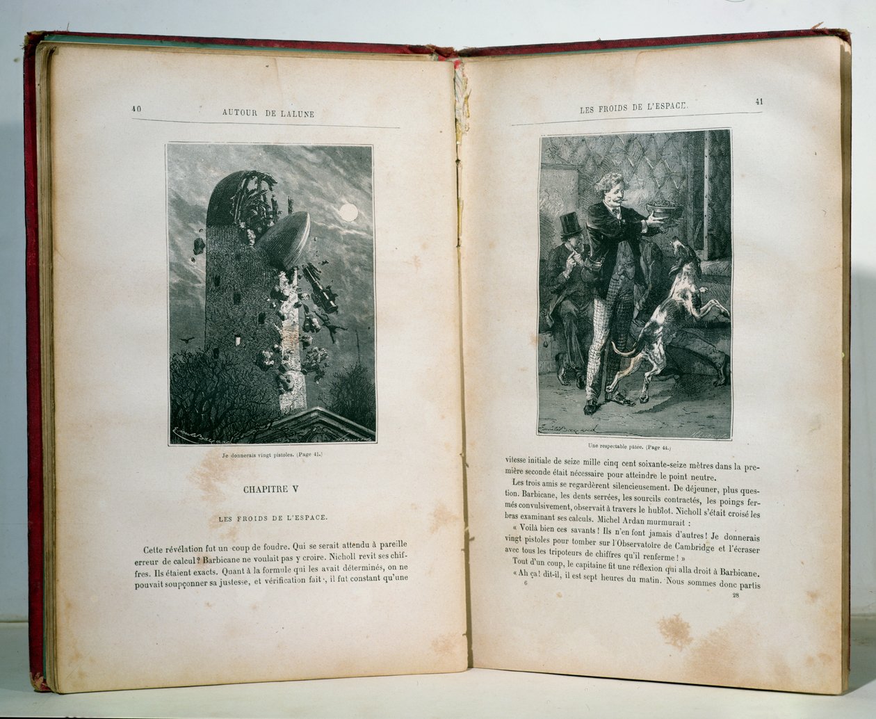 Illustrations de Autour de la Lune par Jules Verne (1828-1905), éditions Hetzel - Emile Antoine Bayard