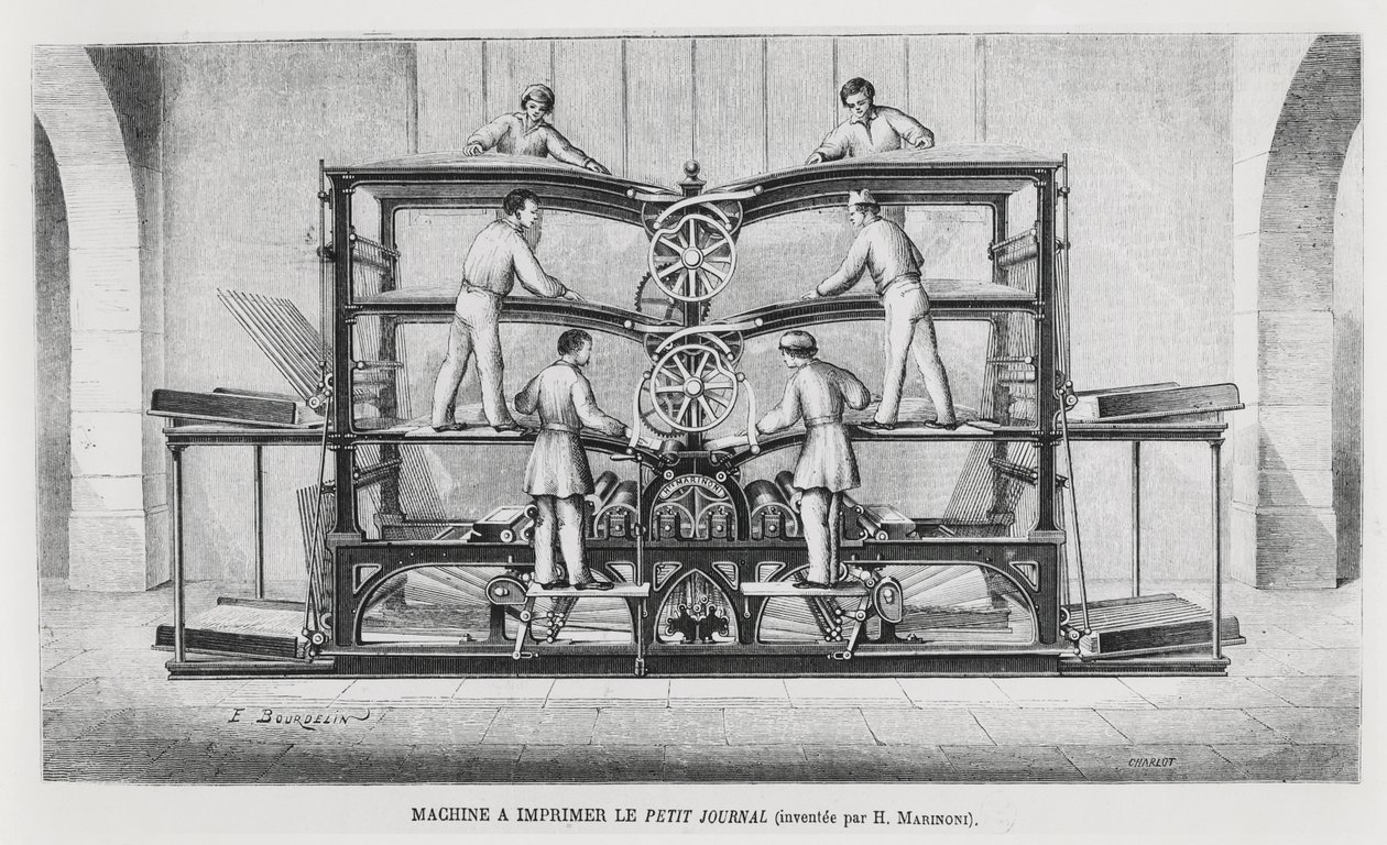 La machine à imprimer au Petit Journal, c.1860-70 - Emile Bourdelin