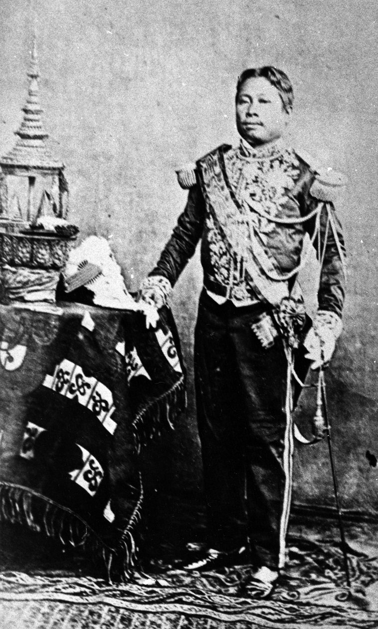 Roi Norodom du Cambodge en uniforme militaire siamois, 1861 - Emile Gsell