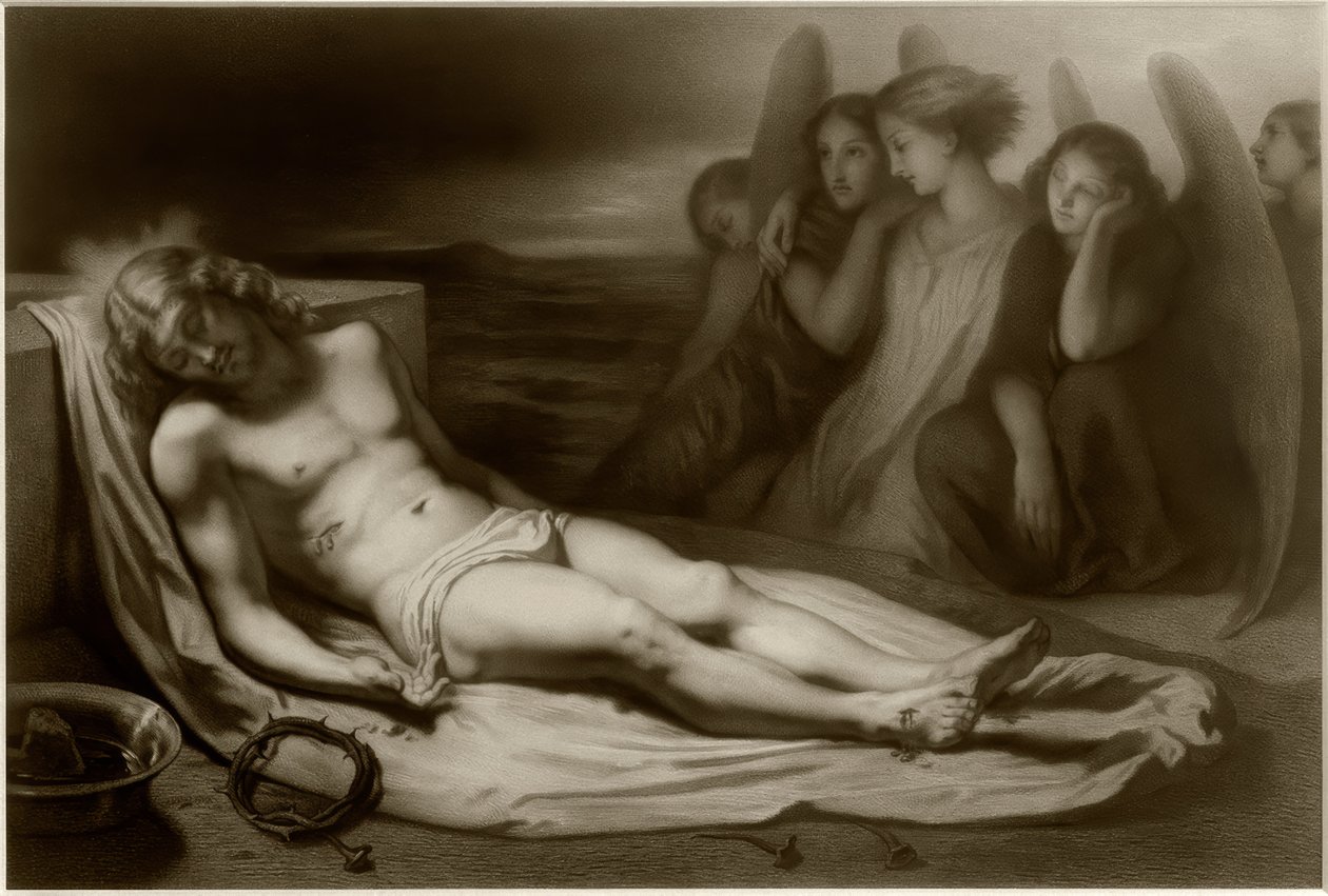 Le corps du Christ avec des anges - Emile Lassalle