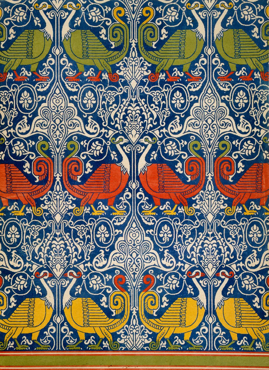 Exemple de tissu égyptien imprimé, 19e siècle (chromolithographie) - Emile Prisse d