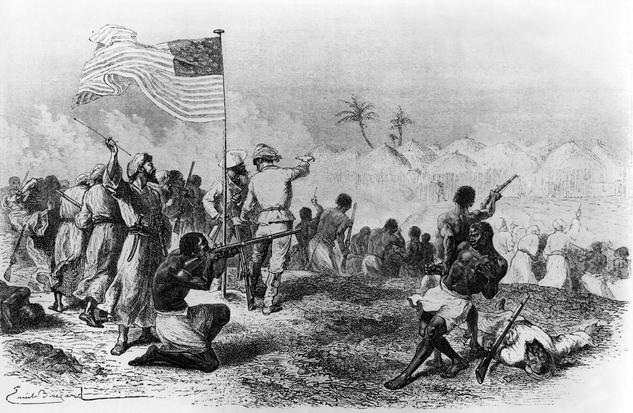Attaque de Zimbiso à la recherche de Livingstone 1871-1872 - Emile Antoine Bayard
