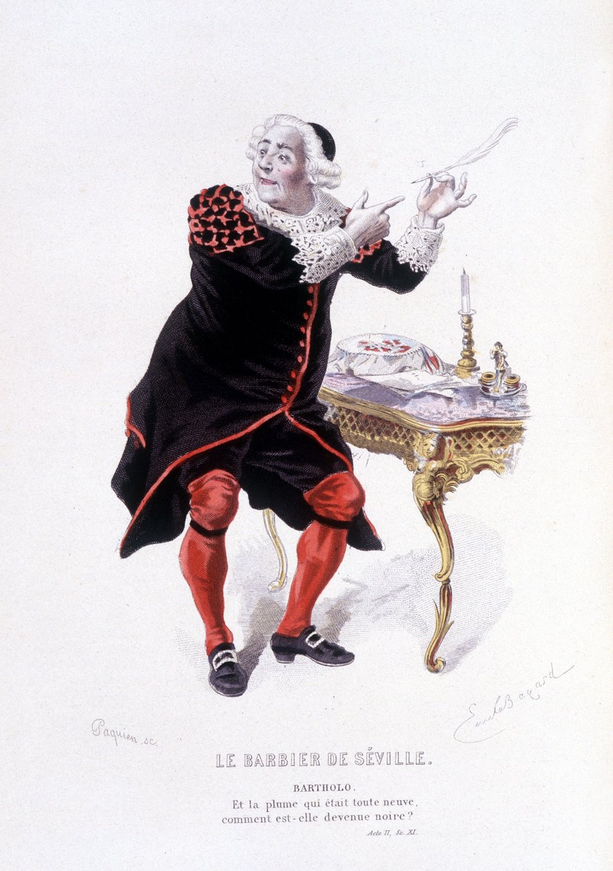 Bartholo dans Le Barbier de Séville dans Œuvre complet de Beaumarchais (1732-1799) par Édouard Fournier, Ed. Laplace, Sanchez et Cie, Paris 1876 (gravure) - Emile Antoine Bayard
