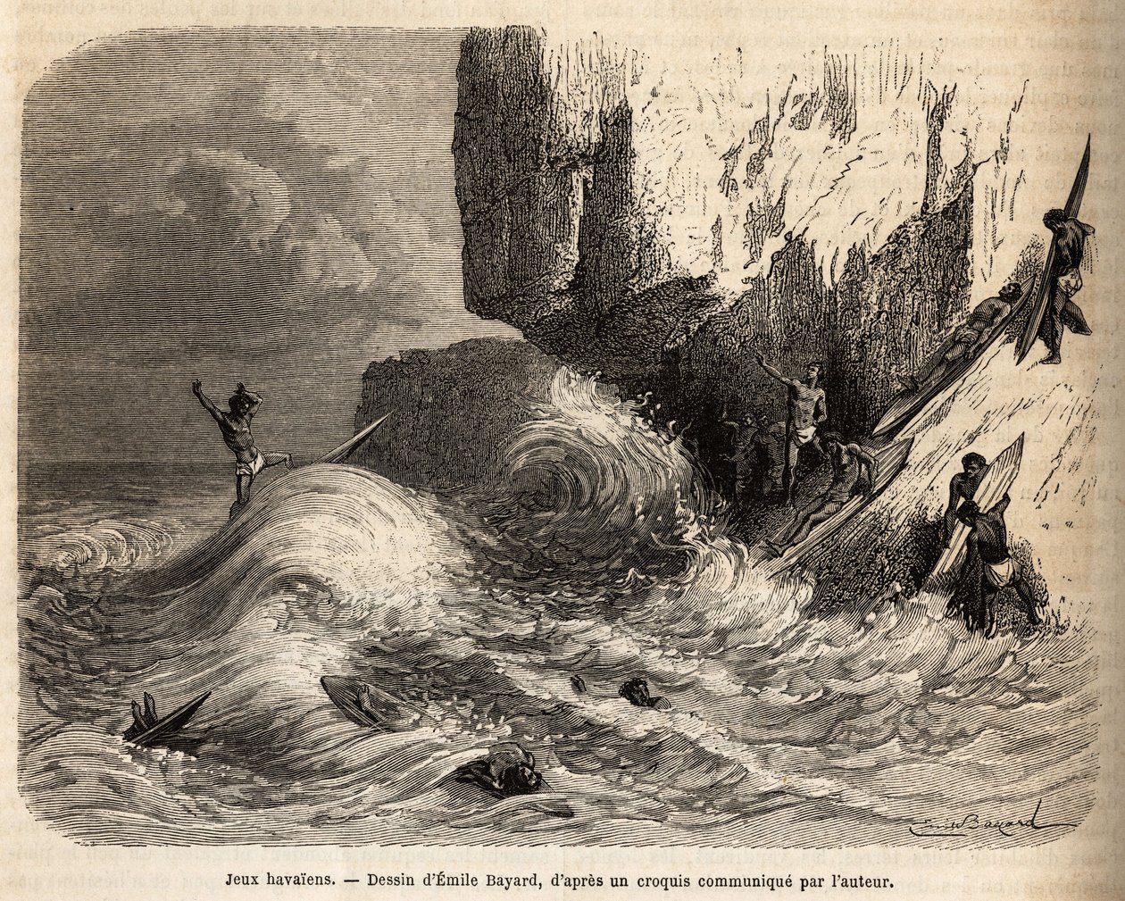 Jeux hawaïens, au précipice de Mokapuu, sur l