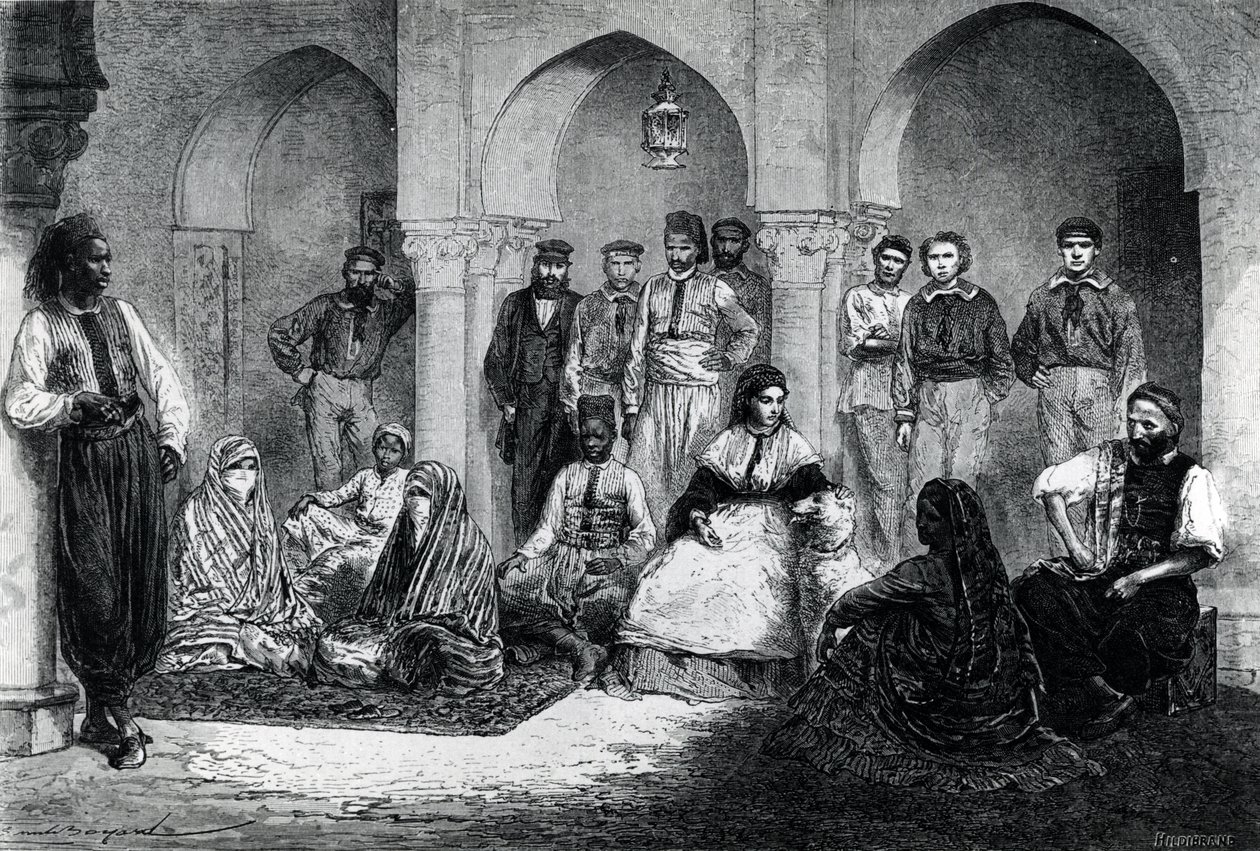 Mlle Tinne avec son personnel de maison, Alger, illustration de 