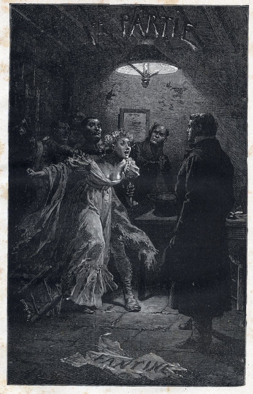 Monsieur Madeleine vient au secours de Fantine lors de son arrestation par Javert - Illustration par Emile Bayard (1837-1891) pour « Les Misérables - Première partie : Fantine » de Victor Hugo (1802-1885) 1862 - Emile Antoine Bayard