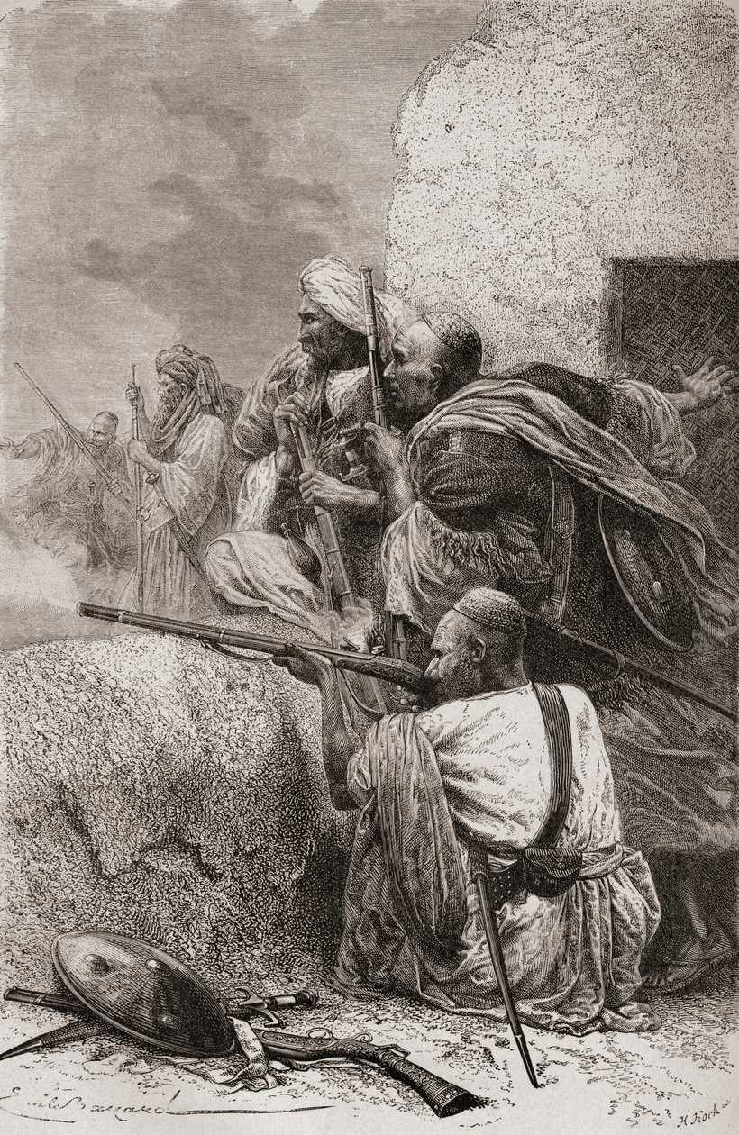Rébellion des Afghans du Nord contre les Britanniques dans les montagnes de Hazara, Pakistan, pendant la domination britannique, 1878 - Emile Antoine Bayard