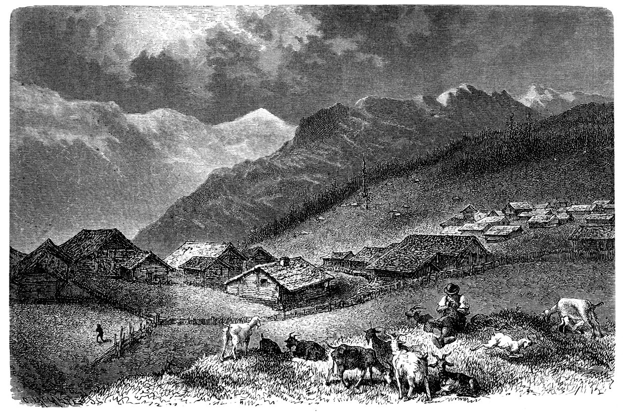 Village dans les Alpes. Murren, dans l
