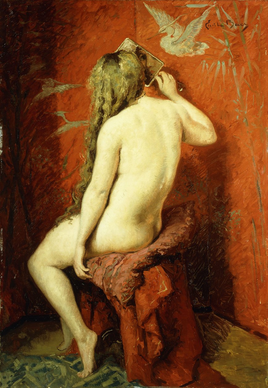 Nu de dos ; Nu de Dos (huile sur toile) - Emile Baes
