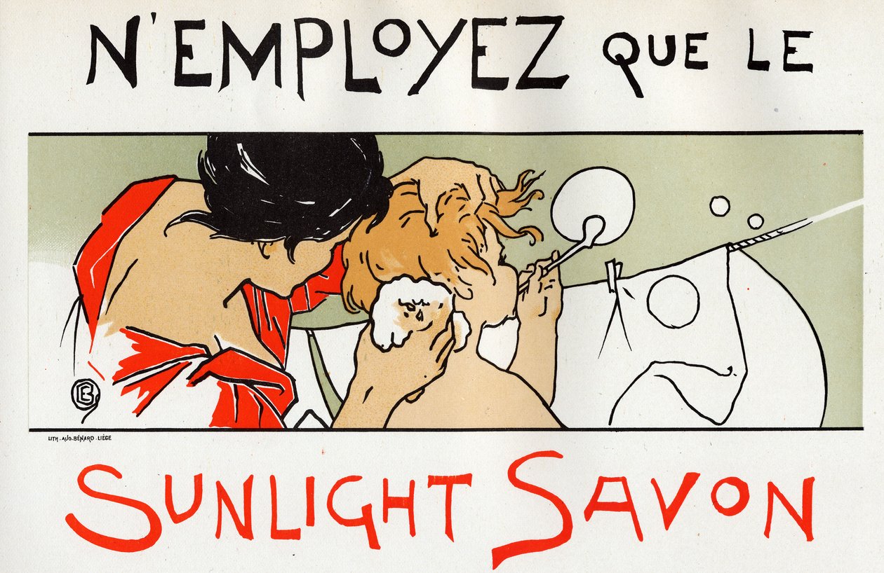 Enfant dans son bain, publicité pour le savon Sunlight, fin du XIXe siècle - Émile Berchmans