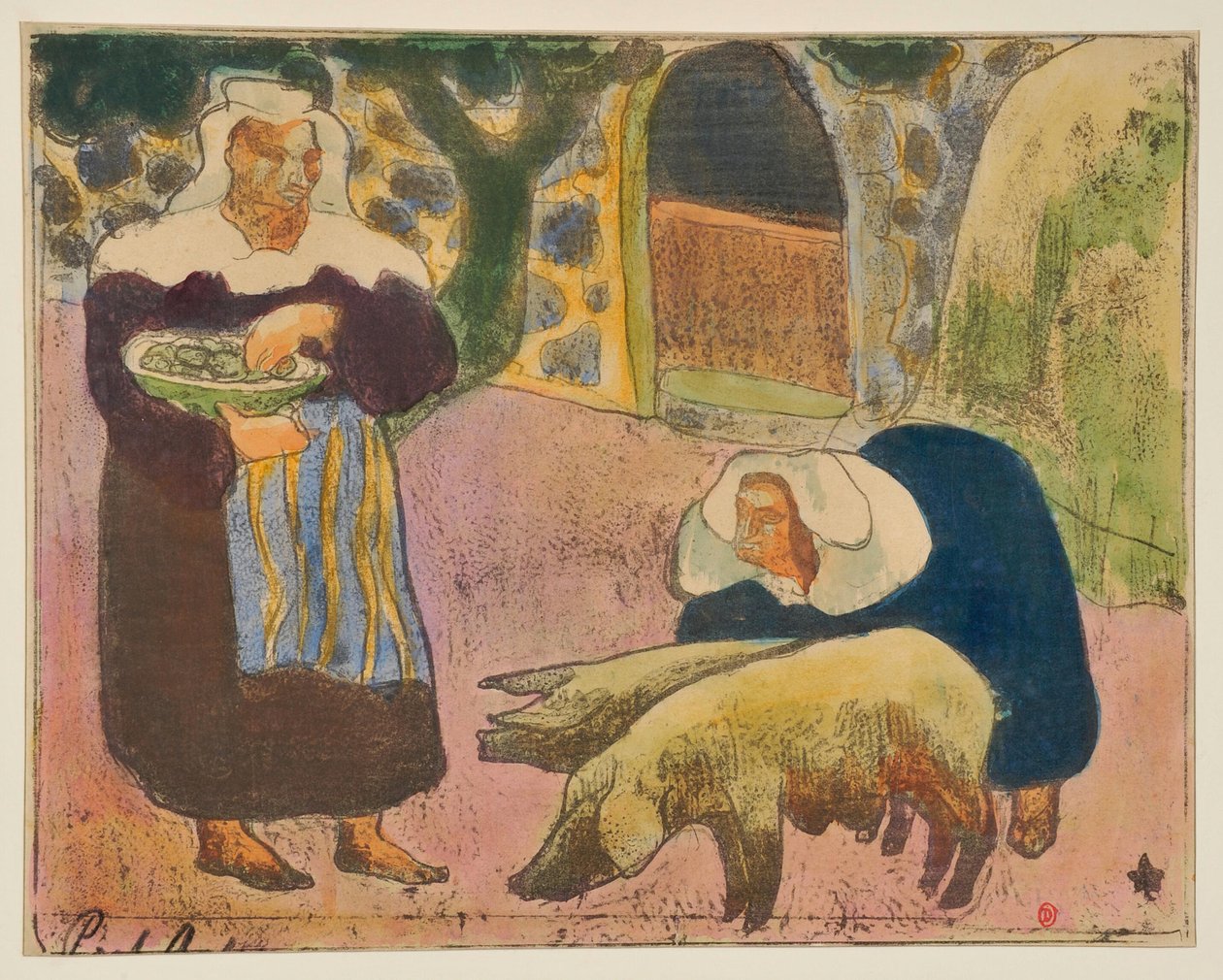 Bretonnes nourrissant les cochons - Emile Bernard