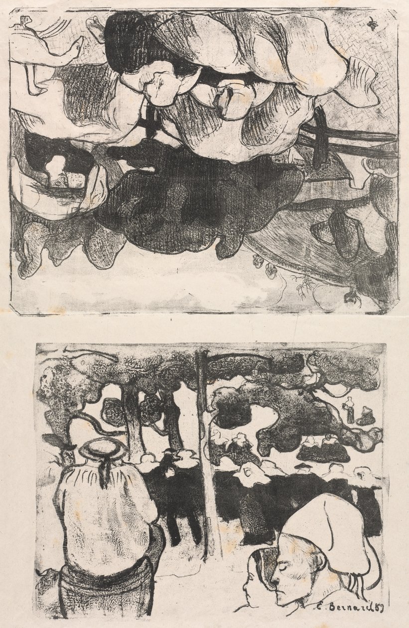 Les Bretonneries : Bretonnes Faisant les Foins et La Noce en Bretagne - Emile Bernard
