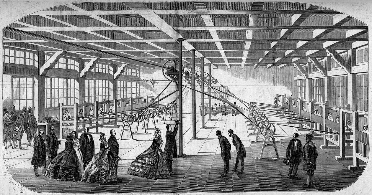 Vue intérieure de la taille de diamants de Messieurs Gaensly et Bernard près de la barrière du Maine en 1859, lors de la visite de Napoléon III (1808-1873) et de l