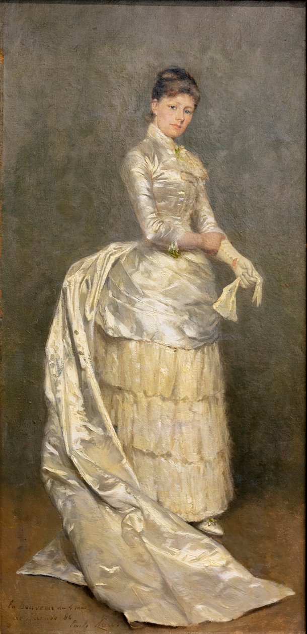 Portrait de Mme Claus en robe de mariée - Emile Claus