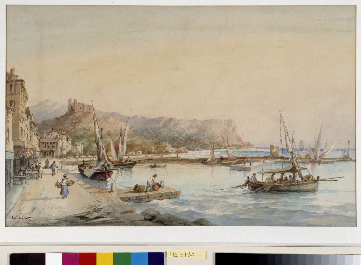 Vue du port de Cassis Aquarelle par Émile Henry (1822-1920) Fondation regards de Provence, Marseille - Emile Henry